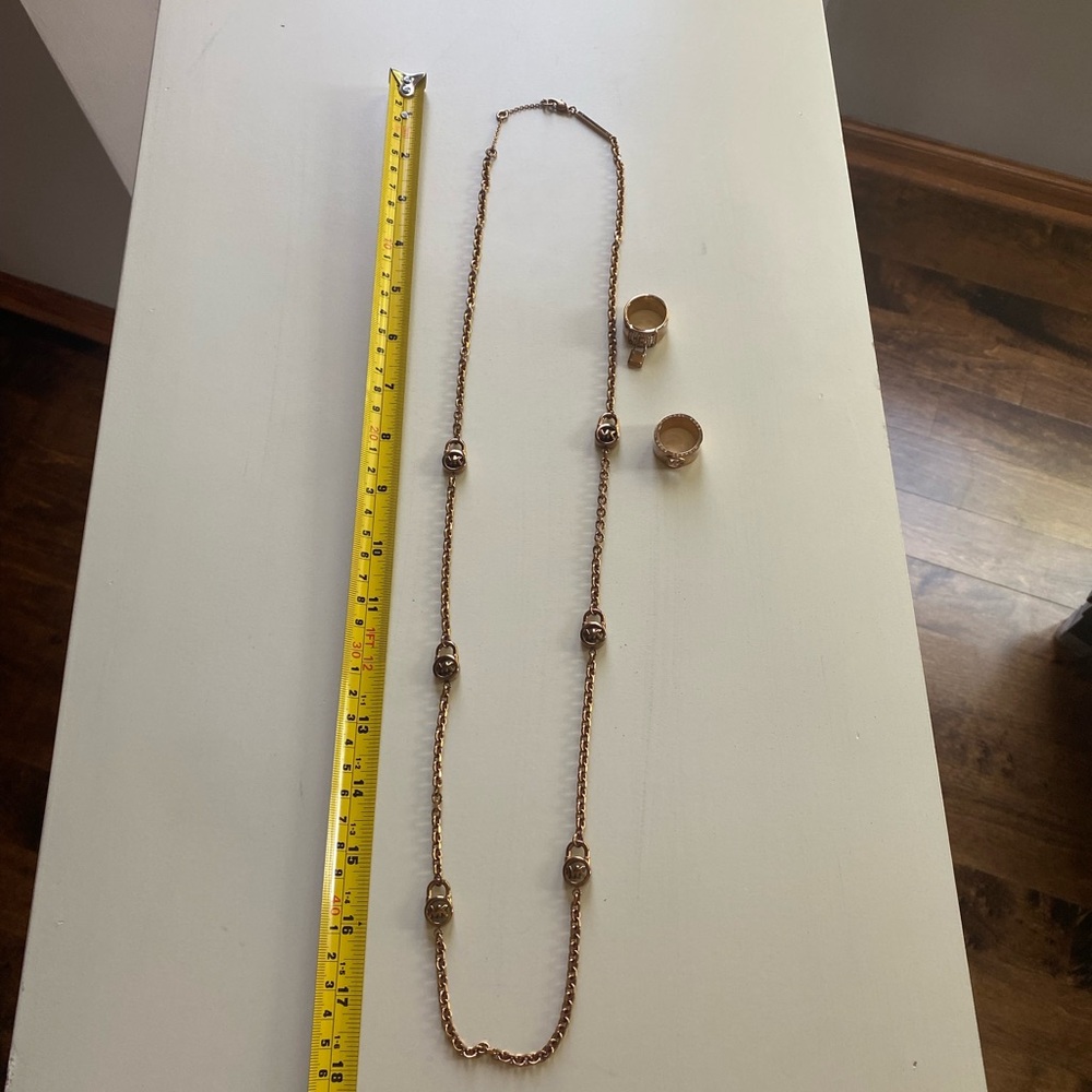 Michael Kors Rose Gold Necklace and Ring Set